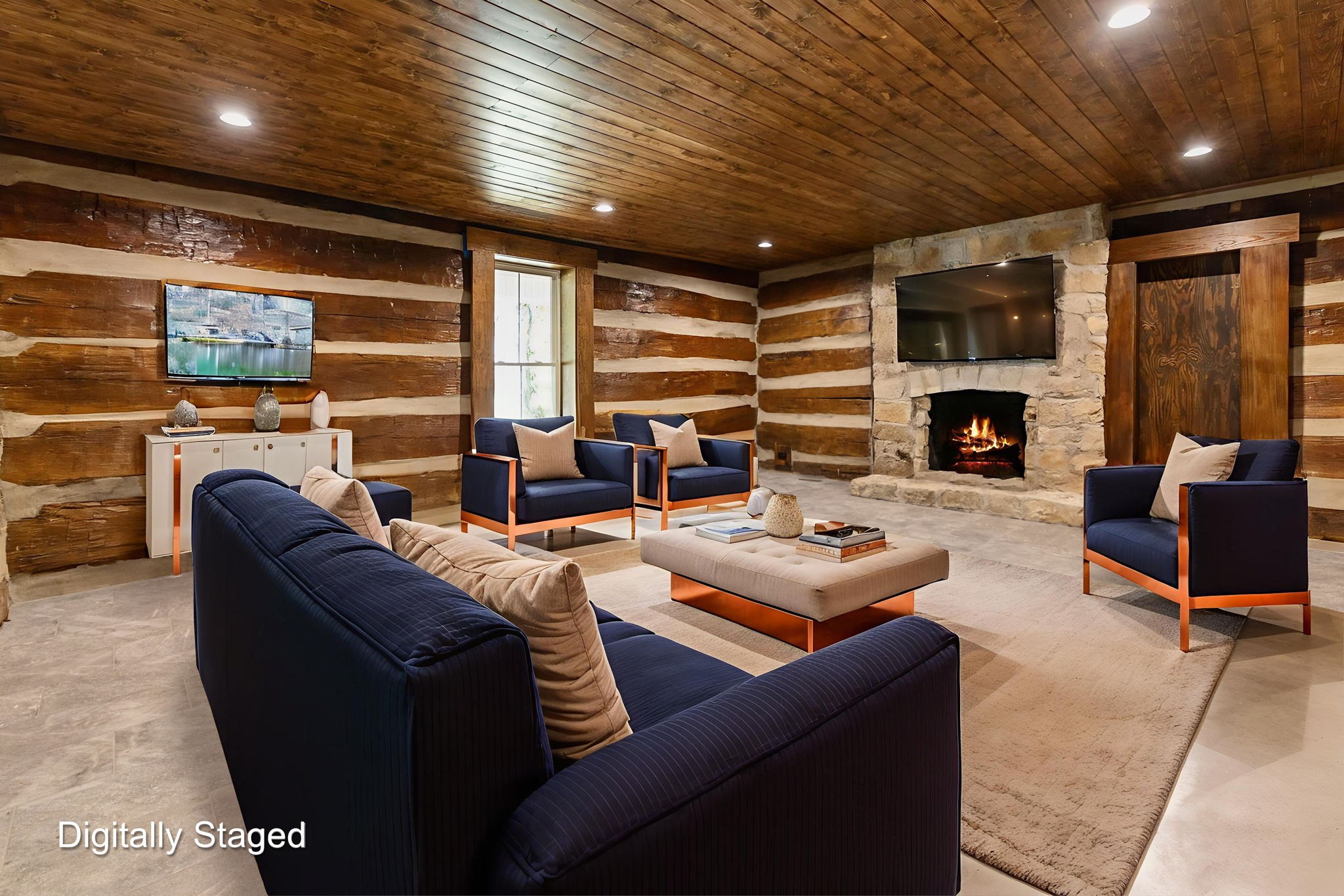1881 New Herman Road Fayetteville, TN 37334 - Photo 19 of 58 a living room with furniture a fireplace and a flat screen tv