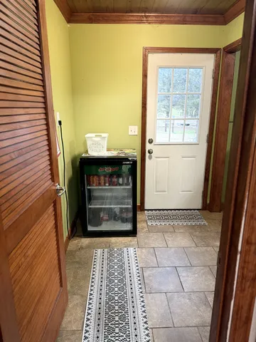 a view of an ocean and a yard