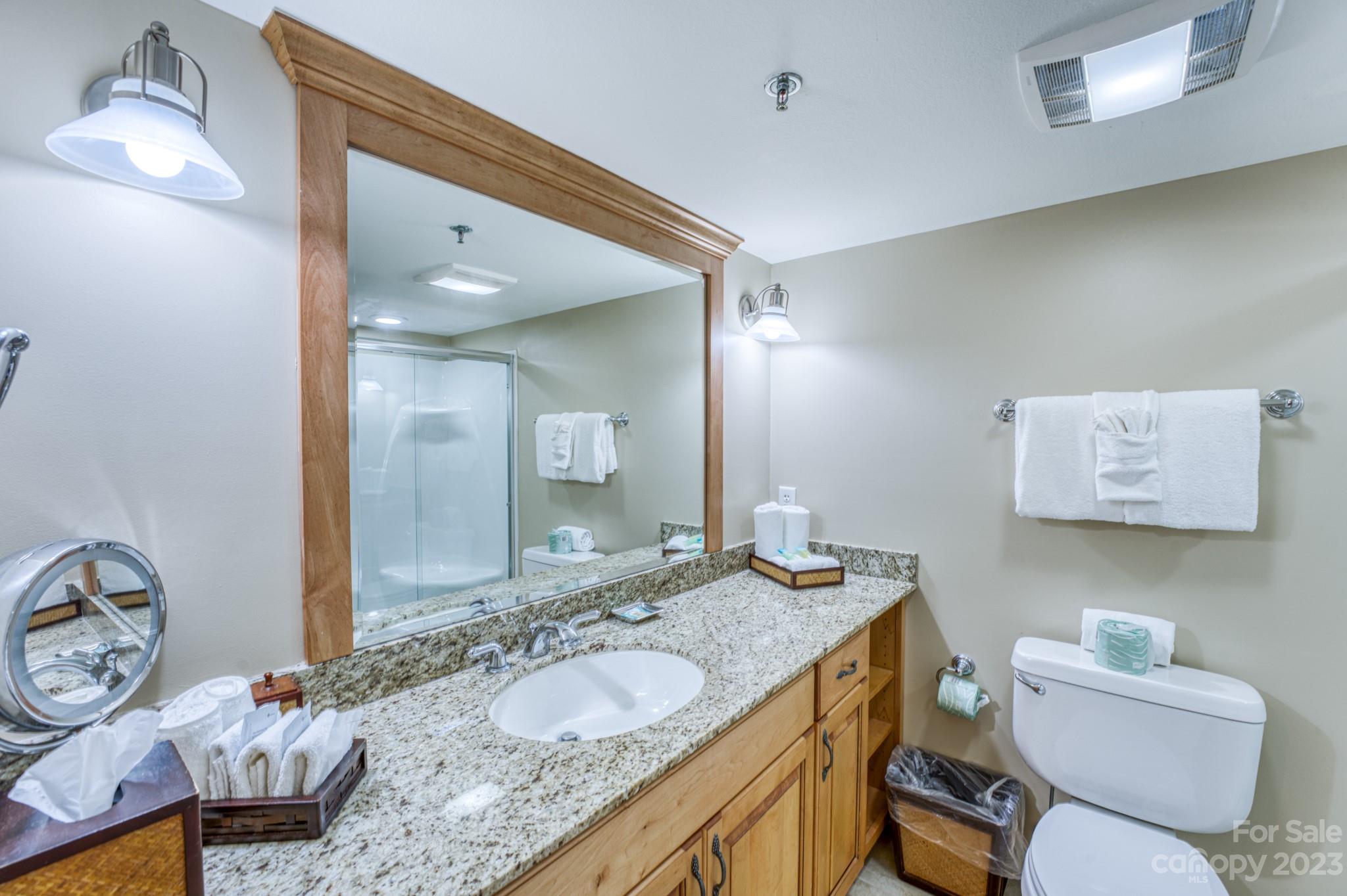 310 Bowling Park Road Asheville, NC 28803 - Photo 17 of 31 a bathroom with a granite countertop sink and a mirror