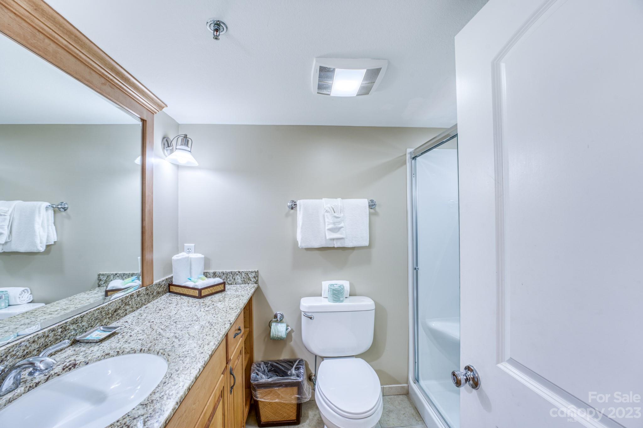 310 Bowling Park Road Asheville, NC 28803 - Photo 18 of 31 a bathroom with a granite countertop toilet sink and mirror