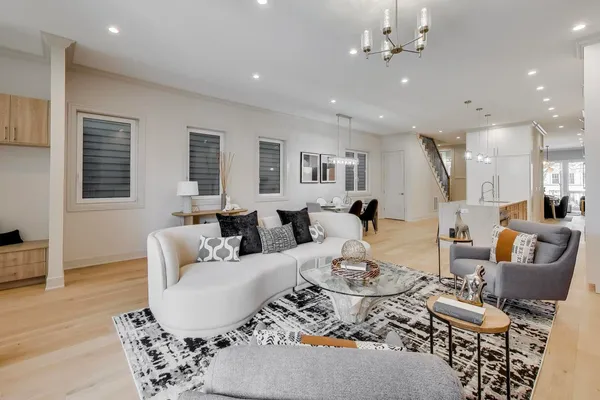 a living room with furniture or couch and a window