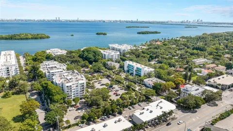 a view of a lake with a city