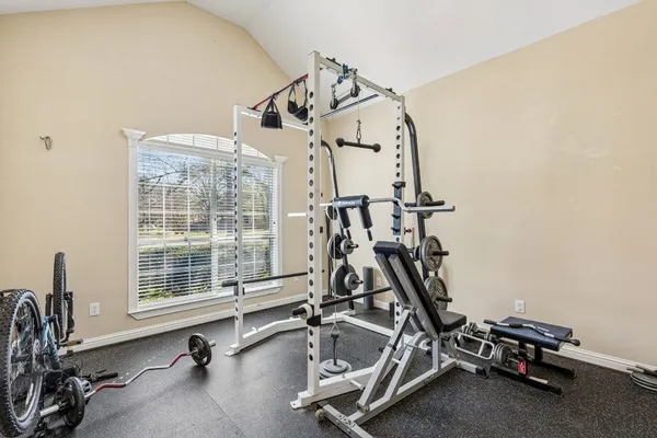 a view of a room with gym equipment