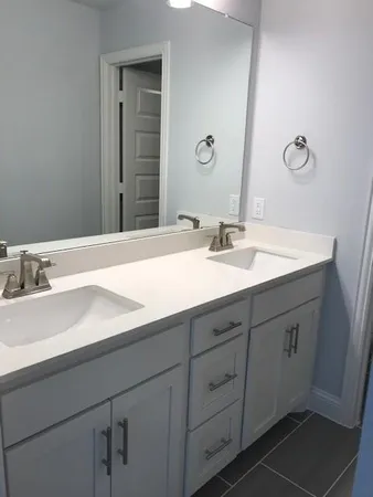 a bathroom with a bathtub