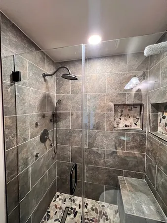 a bathroom with a shower