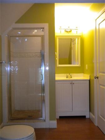 38 Fuller Street Brookline, MA 02446 - Photo 24 of 28 a bathroom with a shower a mirror and a sink