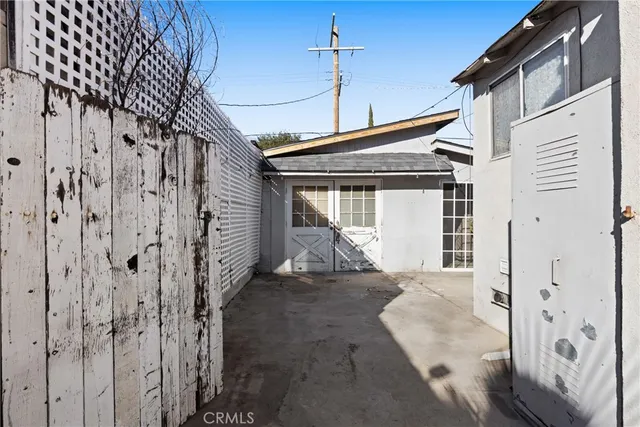 a porch with seating space