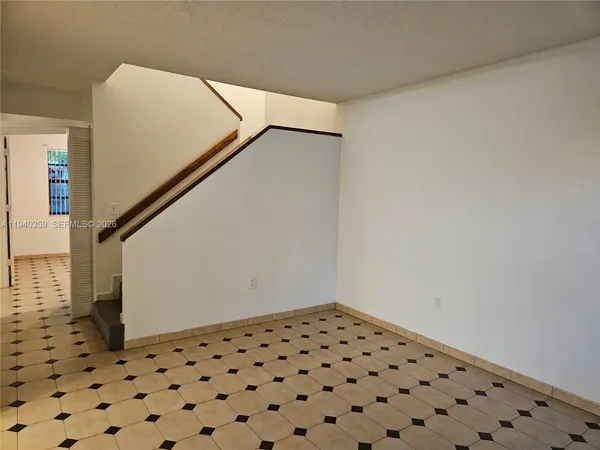 a view of a black and white checkered floor
