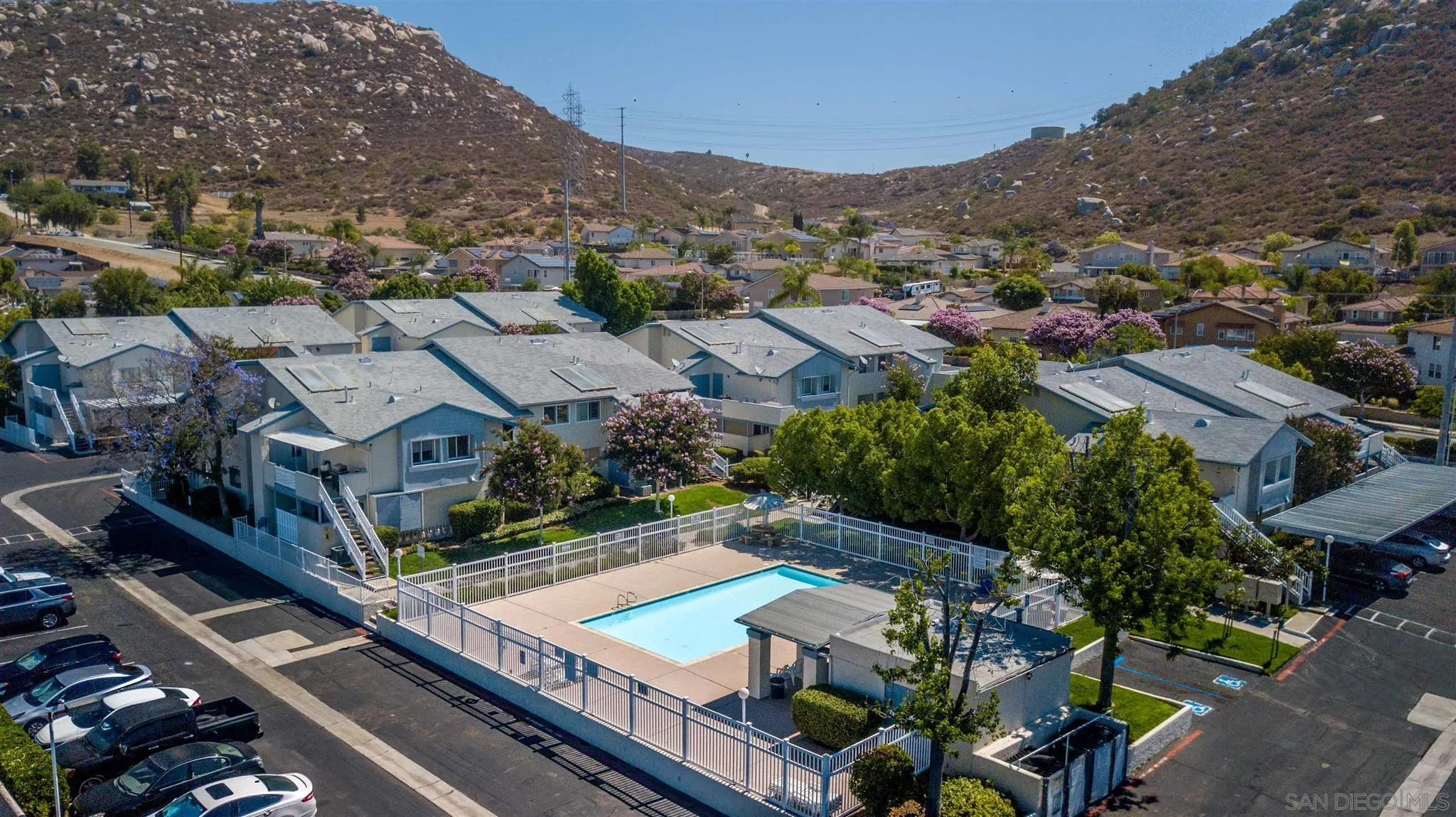 10384 Alphonse Street, Unit E6 Santee, CA 92071 - Photo 22 of 26 an aerial view of multiple houses with a mountain