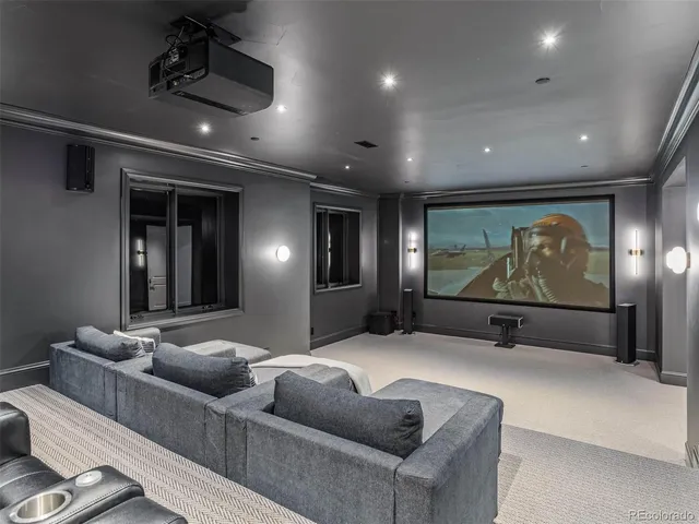 a view of lobby with a large mirror