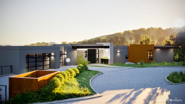 a swimming pool with outdoor seating and yard