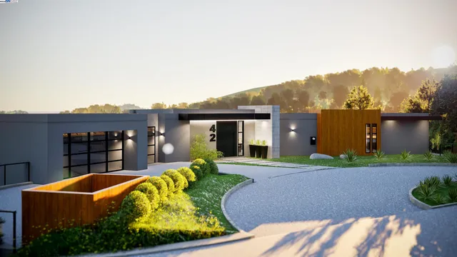 a swimming pool with outdoor seating and yard