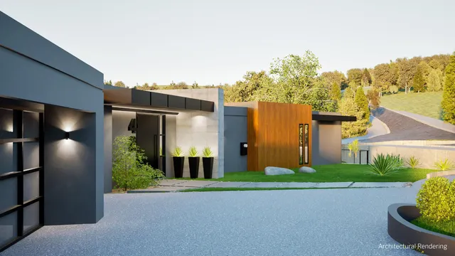 a view of a potted plants in front of a house