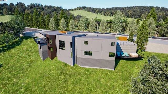 an aerial view of a house