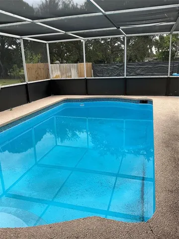a view of a car park with a large window