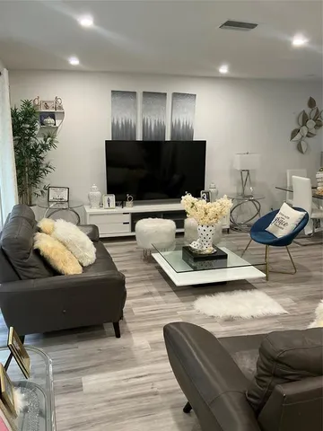 a living room with furniture