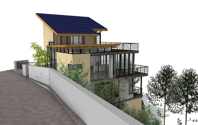 a view of balcony with wooden floor and fence