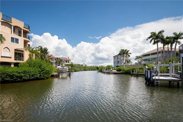 a view of a lake with houses