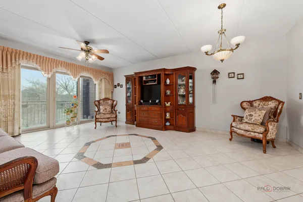 a living room with furniture