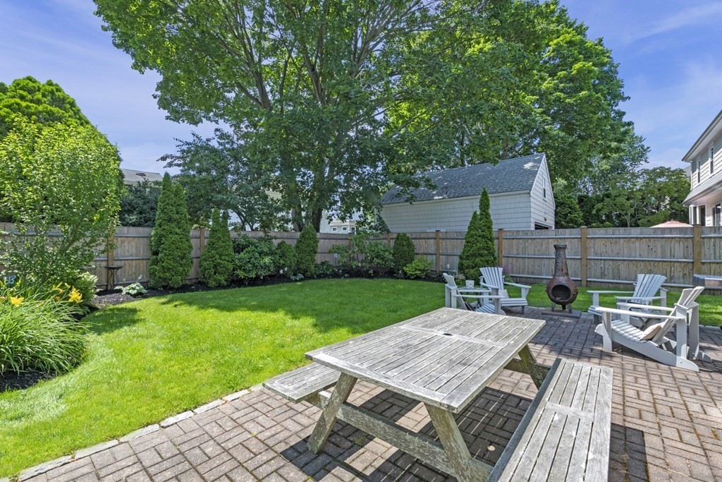 4 Homestead Road Marblehead, MA 01945 - Photo 34 of 36 a view of a patio with table and chairs potted plants and large tree
