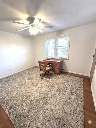 a large room with a window
