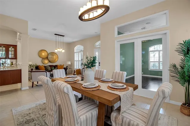 a view of a dining room and livingroom furniture