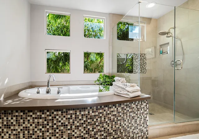 a bathroom with a sink and a shower