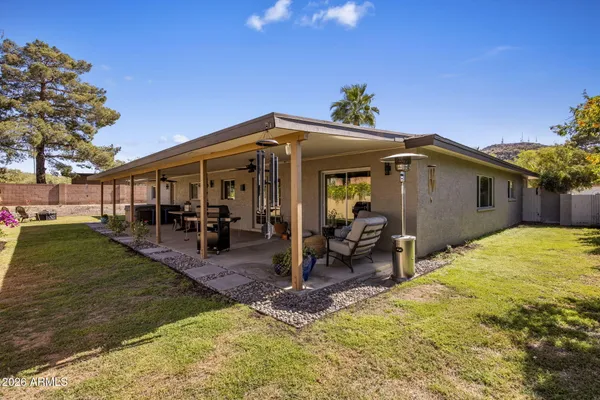 a view of a house with patio