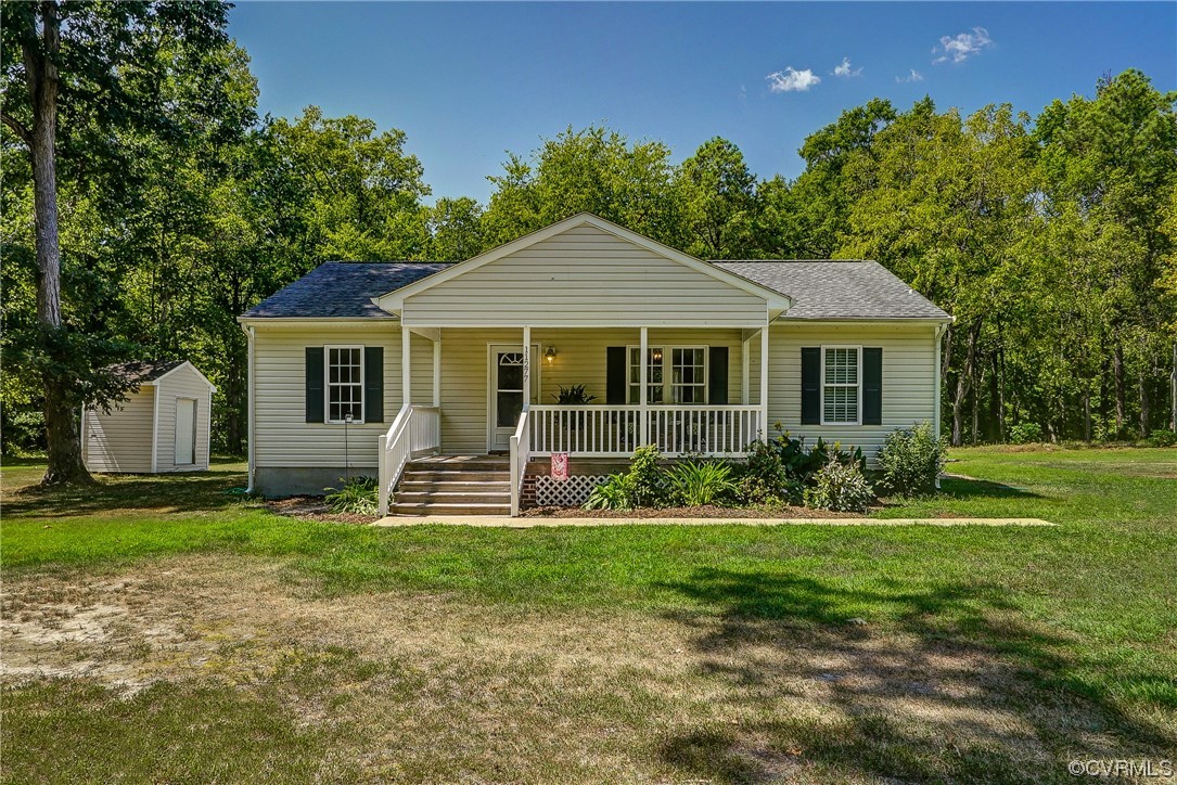 11277 Egypt Road Ashland, VA 23005 - Photo 1 of 46 Ranch-style home with a front yard, a porch, and a shed