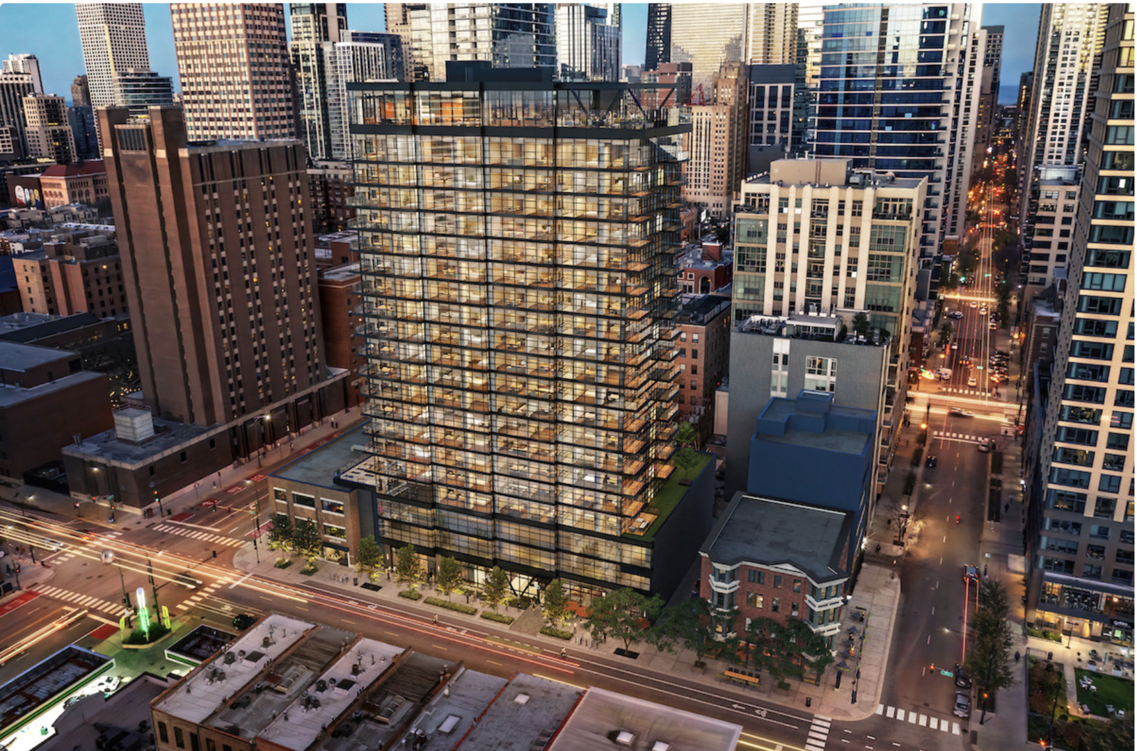 741 North Wells Street, Unit 1401 Chicago, IL 60654 - Photo 1 of 12 a view of a city with tall buildings