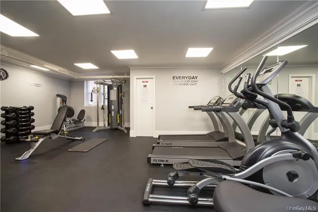 a view of a room with gym equipment