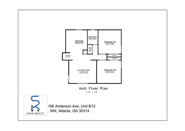 $1,300 | 166 Anderson Avenue Northwest, Unit B13, Atlanta, GA 30314
