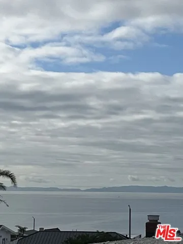 a view of ocean with large trees