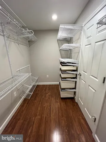 an empty room with a workbench