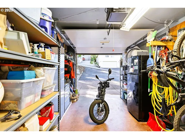 a view of a garage with a bike