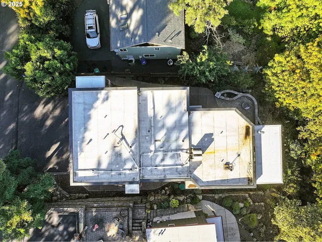 an aerial view of a house