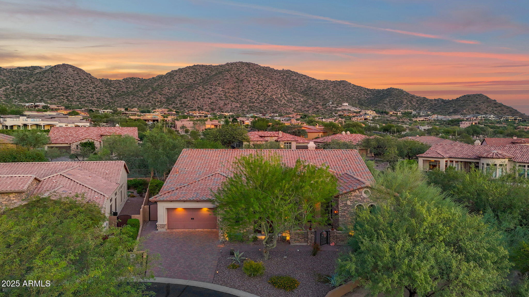 4207 North Arboles Circle Mesa, AZ 85207 - Photo 69 of 71 an aerial view of residential houses with outdoor space and trees