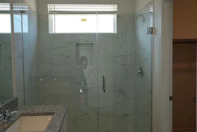 a bathroom with a shower