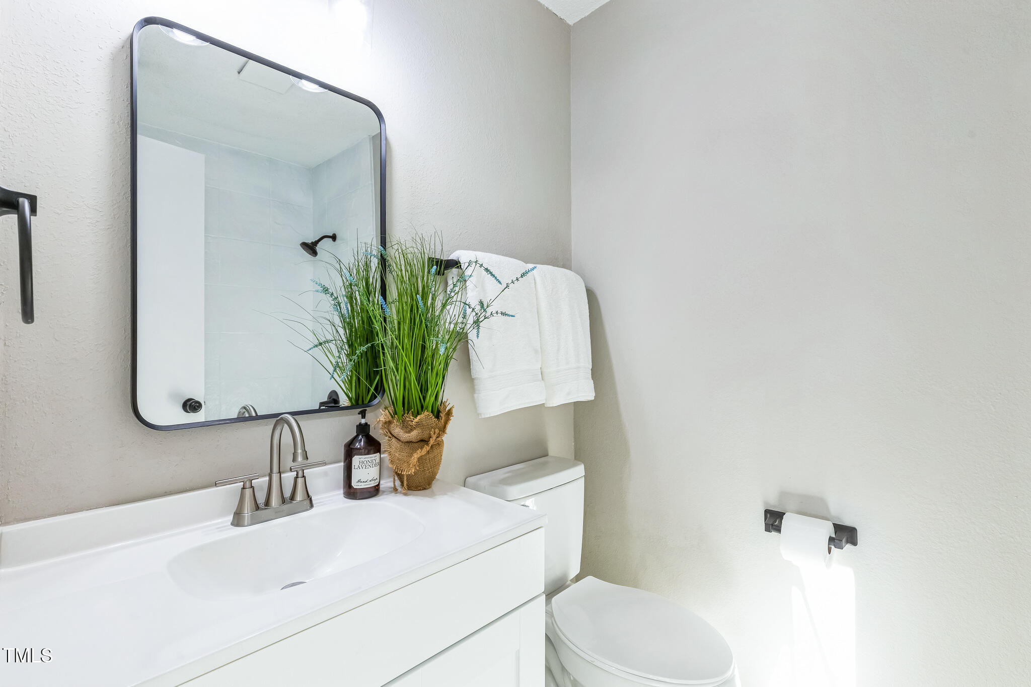 1610 Fairground Road Dunn, NC 28334 - Photo 14 of 32 a bathroom with a sink a toilet and mirror
