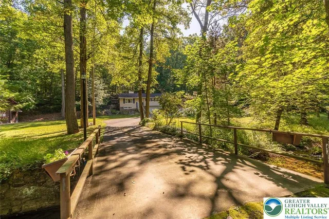 a view of a yard with trees