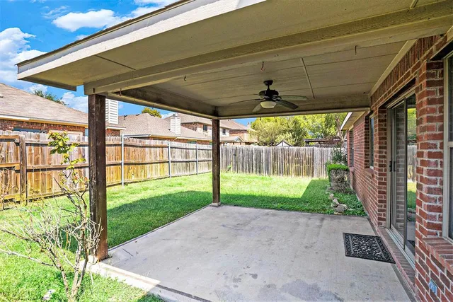 a view of a backyard with plants and garden