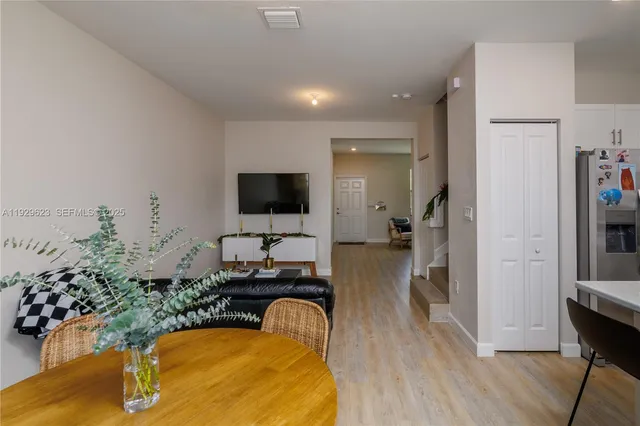 a workspace with furniture and wooden floor