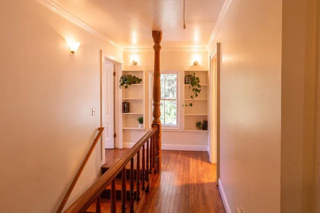 a bedroom with a bed and a potted plant