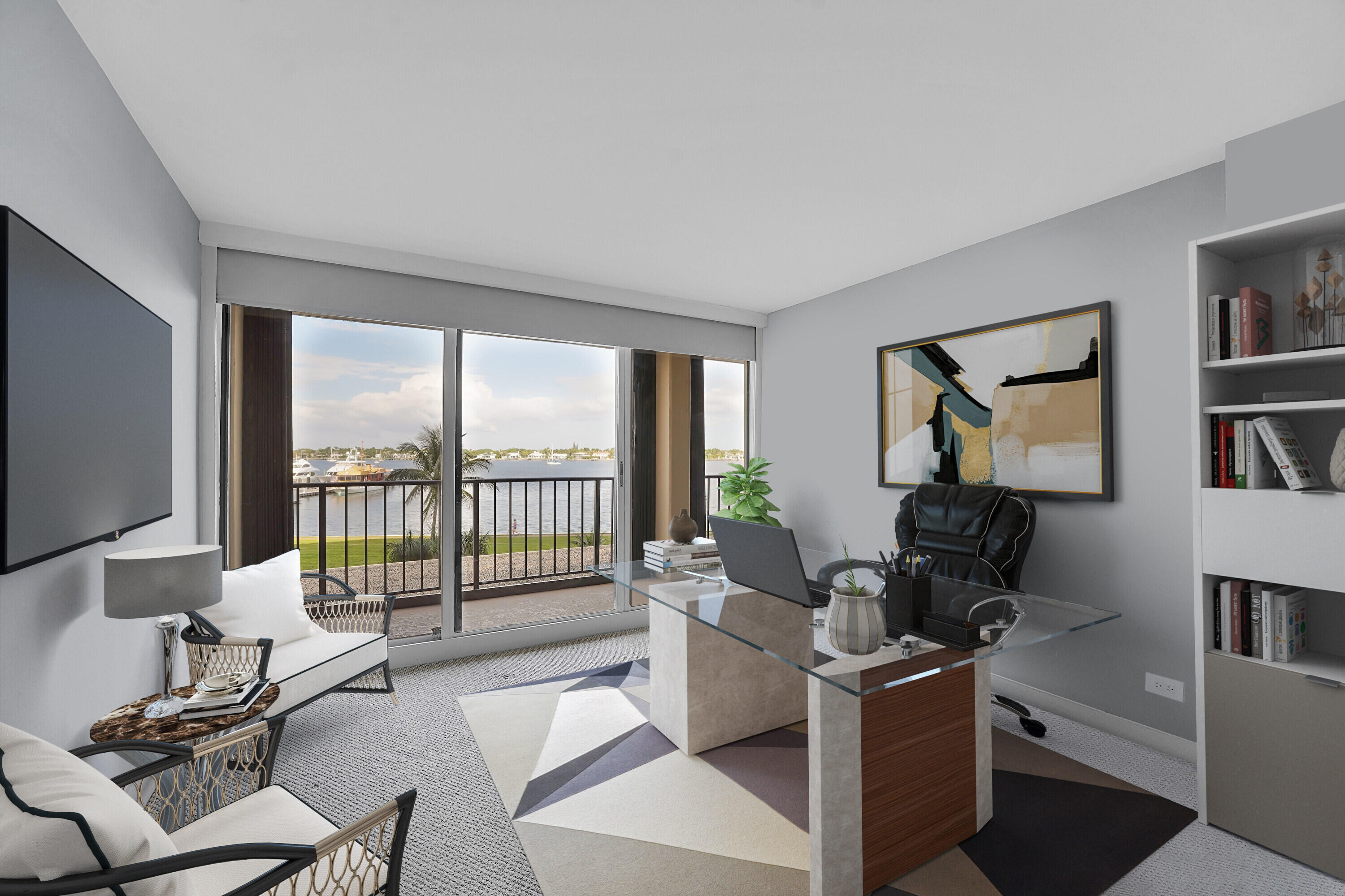 134 Lakeshore Drive, Unit 316 North Palm Beach, FL 33408 - Photo 15 of 30 a living room with furniture and a flat screen tv