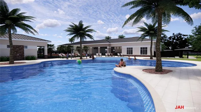 a view of a house with outdoor space and swimming pool