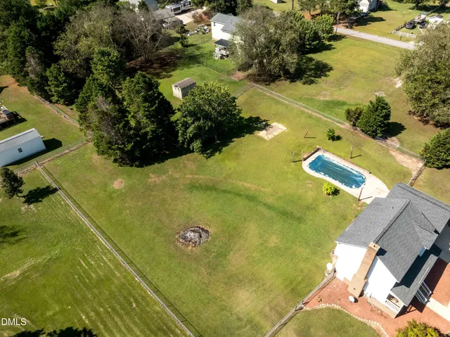 an aerial view of swimming pool