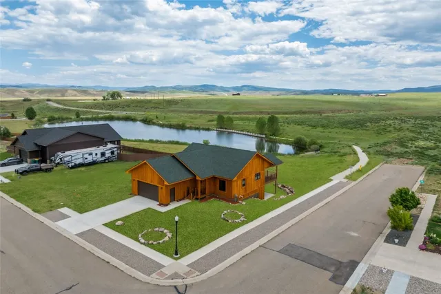 an aerial view of a house having outdoor space