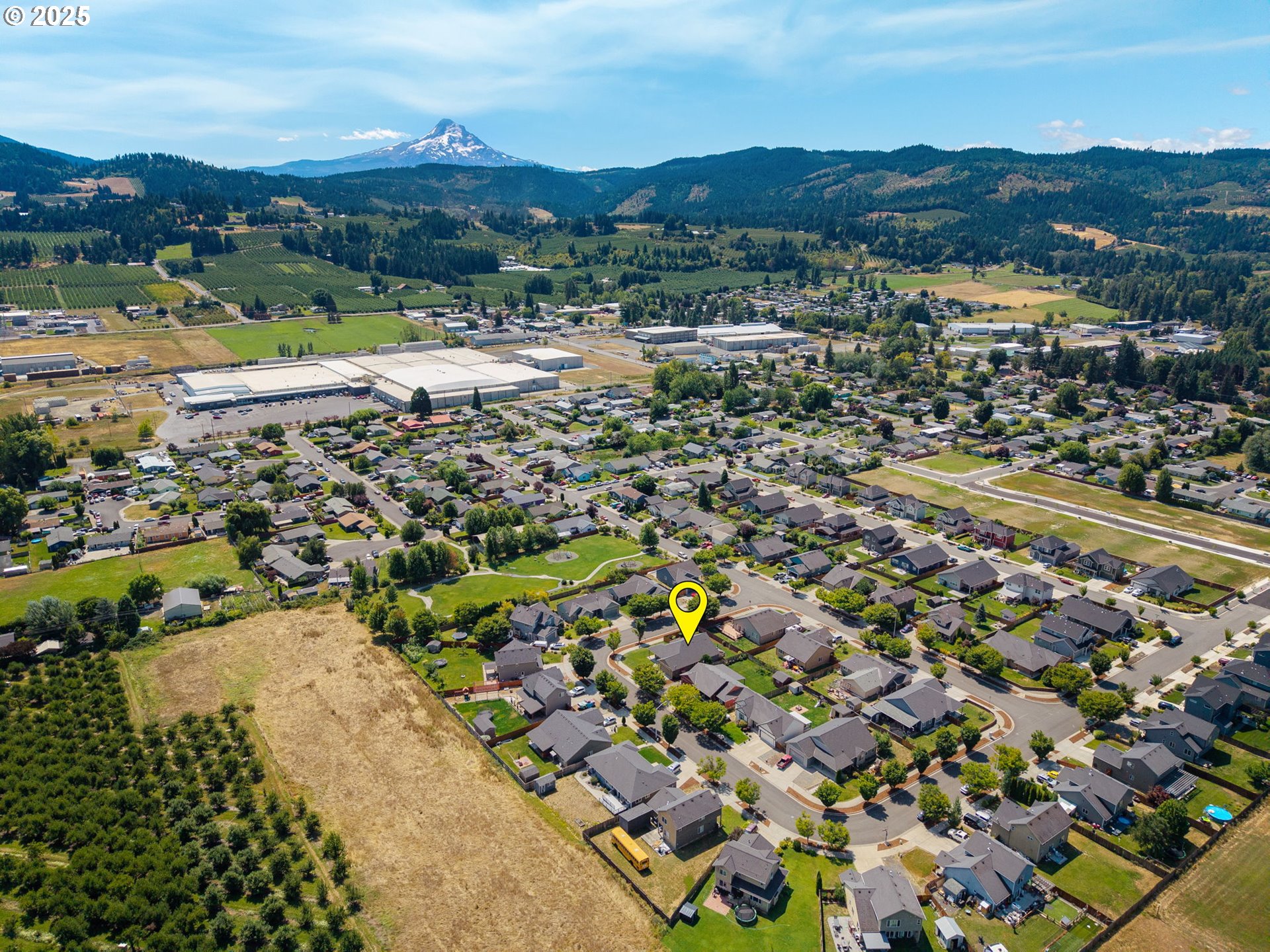 3529 Jones Loop Hood River, OR 97031 - Photo 34 of 39 an aerial view of residential houses with outdoor space and trees