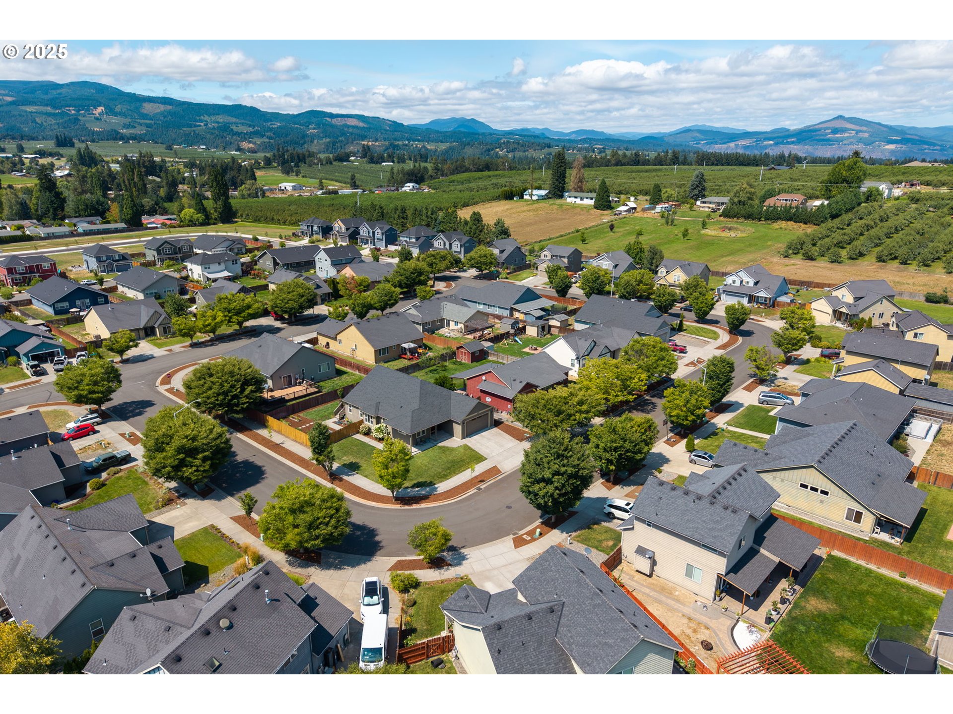 3529 Jones Loop Hood River, OR 97031 - Photo 36 of 39 an aerial view of residential houses with outdoor space and mountain view