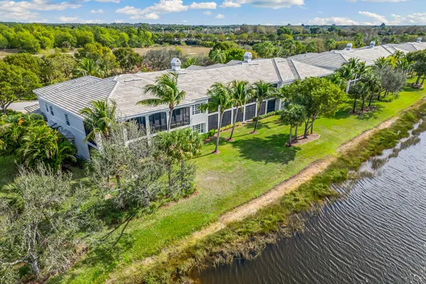 an aerial view of a house with a garden